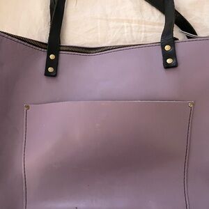 Portland Leather PLG Lavender Tote Bag with Black Handles - Women Bags